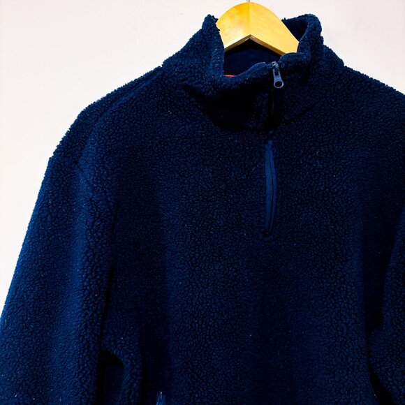 BUM EQUIPMENT Navy sherpa high-neck fleece pullover | Cozy winter | Large - Picture 3 of 8